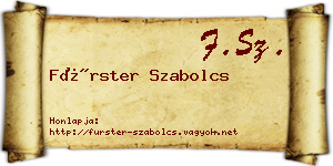 Fürster Szabolcs névjegykártya